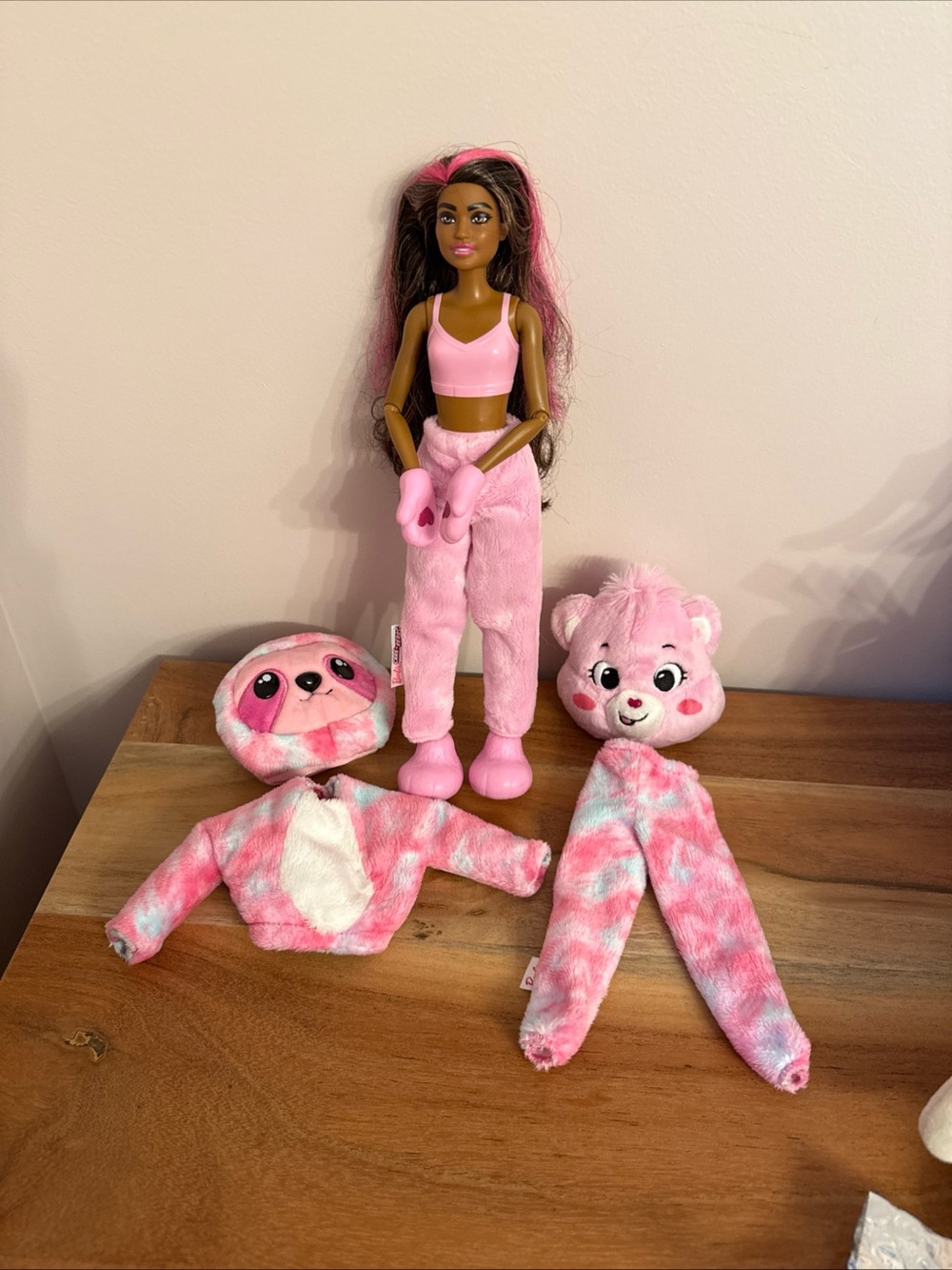 Cutie Reveal BARBIE CARE BEARS CHEER BEAR doll + koala outfit lot